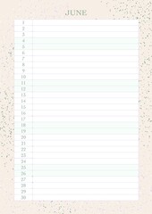 calendar for 2022 with fields for entries for every day