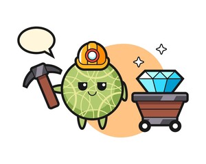 Character illustration of melon as a miner
