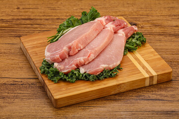 Raw pork steak for cooking