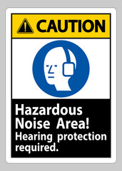 Caution Sign Hazardous Noise Area, Hearing Protection Required