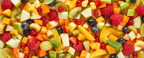 Background of assorted fruits and berries