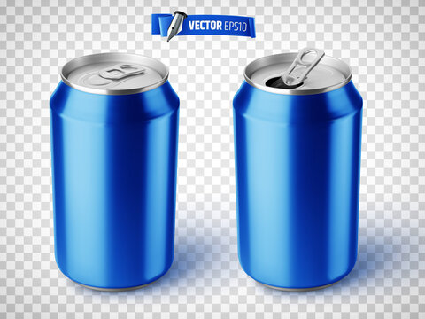 Canettes de soda bleues vectorielles sur fond transparent