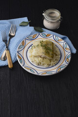 Baked dorada fish with risotto rice