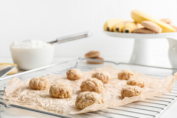 Uncooked banana cookies on table