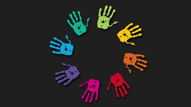 colorful hand prints silhouette
