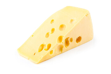 piece of cheese isolated on a white background.