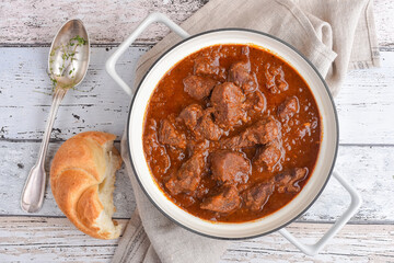 Tasty beef goulash with bread