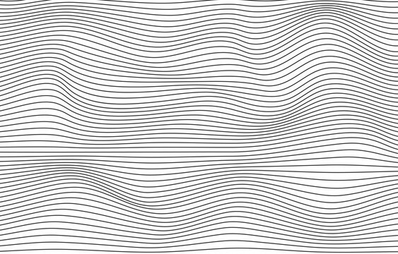 Wave black thin lines vertical curve pattern vector abstract background