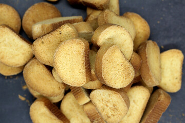 Slices of white dry bread
