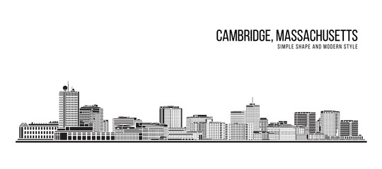 Cityscape Building Abstract Simple shape and modern style art Vector design -  Cambridge city, Massachusetts
