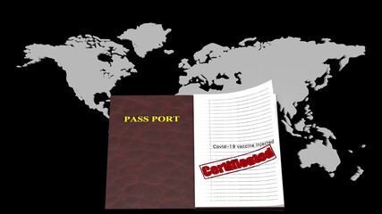 3d rendering of Travel and coronavirus concept, a note COVID-19 in tourist passport