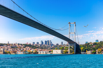 The Bosphorus Bridge and modern Istanbul view