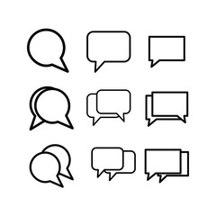 Speech bubble outline vector icon. Social media messages, comic bubbles and chats. Think stickers, speech comments, and speech bubble icons. Linear set.