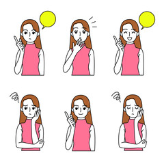 ロングヘアーの女性セット（ノースリーブ）