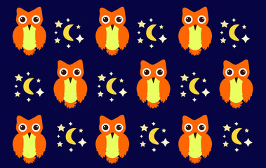 vector owl night pattern, illustration, background and wallpaper