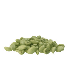 Green coffee beans 3d illustration