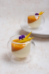Exotic panna cotta with mango and maracuja