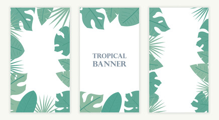 Tropical leaf banner. Exotic or jungle leaf.