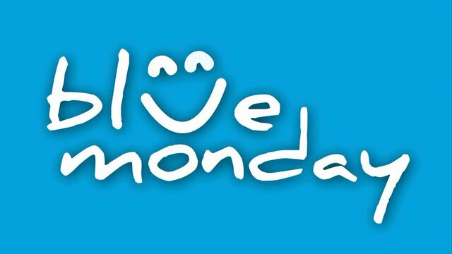 Slogan Hello or happy blue monday with smile Vector icon sign The most depressing day of the year The day commit suicide and depression motivation, third monday January Funny sadness cartoon smiling