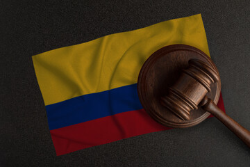 Judges gavel and the flag of Colombia. Law and Justice. Constitutional law