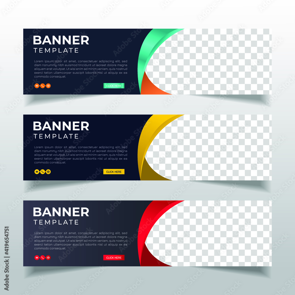 Wall mural modern abstract web banner with place for photo. horizontal layout template. business ad banner. vec