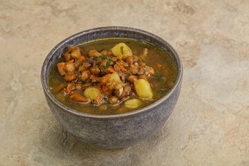 Lentil soup with chicken and vegetables