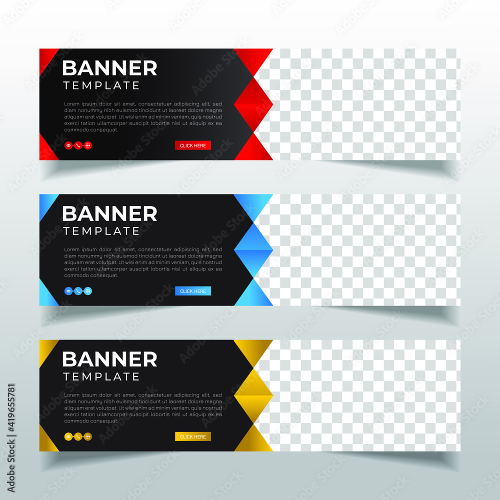 Wall mural modern abstract web banner with place for photo. horizontal layout template. business ad banner. vec