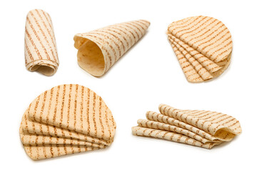 Grilled pitta bread isolated on white background.