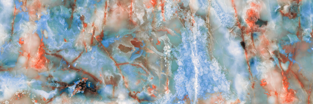 polished onyx marble with high resolution, Aqua tone emperador natural breccia stone agate surfaces, exotic semi precious Onice modern Italian marbel, quartzite structure slice mineral macro closeup.