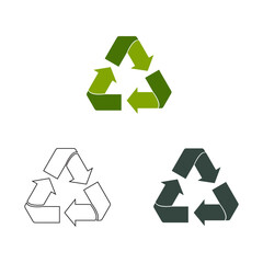 Recycle icon symbol vector isolated white background.