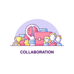 Collaboration creative UI concept icon. Business cooperation abstract illustration. Teamwork concept. Isolated vector art for UX. Color graphic design element