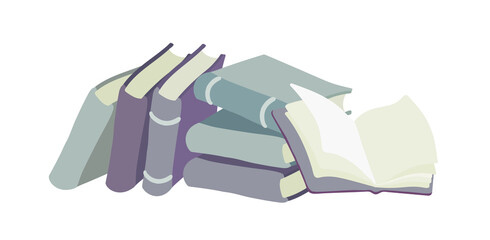 Stack of books outline vector illustration. Read more books.