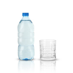 water bottle with a glass