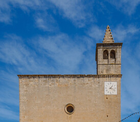 Fototapeta na wymiar church of Sant Pere de Búger, in the village of Buger on the balearic island of mallorca, spain