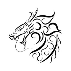 Black and white line art of dragon head. Good use for symbol, mascot, icon, avatar, tattoo, T Shirt design, logo or any design you want.