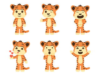 Set cartoon tiger cubs