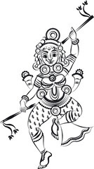 Kalamkari Indian traditional art on linen fabrics. Gopika or Lord's lady servants are drawn in different backgrounds. for textile printing, logo, wallpaper