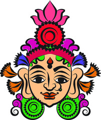 Lord's Gopika, Sevika, or lady servants have drawn in Indian folk art, Kalamkari style. for textile printing, logo, wallpaper