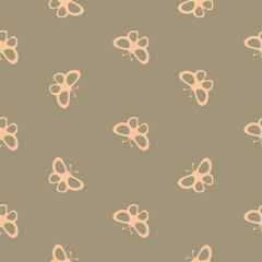 Seamless pattern of butterflies on a brown background. For wallpaper, background and postcards. Vector illustration.