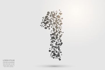 Abstract number one, figure 1, consisting of triangles, circles, spots of decay, stars. Vector eps 10.