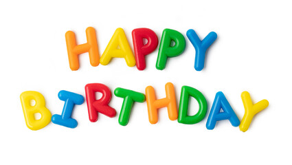 Colorful in letters saying Happy Birthday