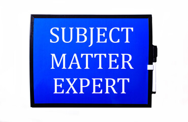 On a blue background a white inscription SUBJECT MATTER EXPERT