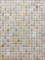 Fototapeta premium Mosaic tiles texture for background. Small square ceramic tile mosaic beige. Tile wall.
