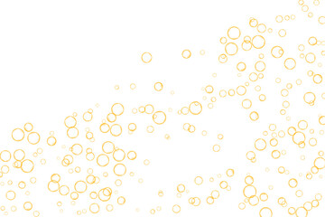 Golden air Bubbles, oxygen, champagne crystal clear isolated on white background modern design. Vector illustration of EPS 10.