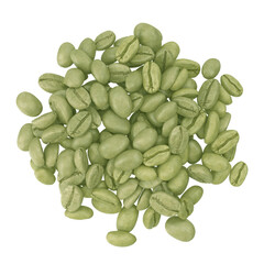 Green coffee beans on white background