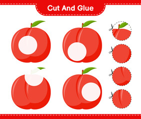 Cut and glue, cut parts of Nectarine and glue them. Educational children game, printable worksheet, vector illustration