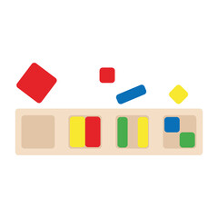 Wooden educational toy for kids. Fractions. Montessori system for early childhood development. Vivid elements that will help develop fine motor skills of hands and analytical thinking.
