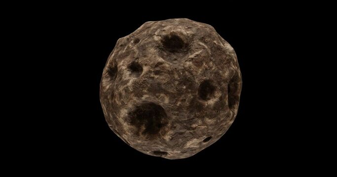 Asteroid on black background. 3d rendering. Picture rock.