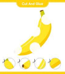 Cut and glue, cut parts of Banana and glue them. Educational children game, printable worksheet, vector illustration