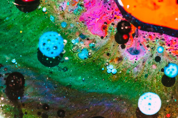 Abstract Liquid Paint Bubbles In Oil